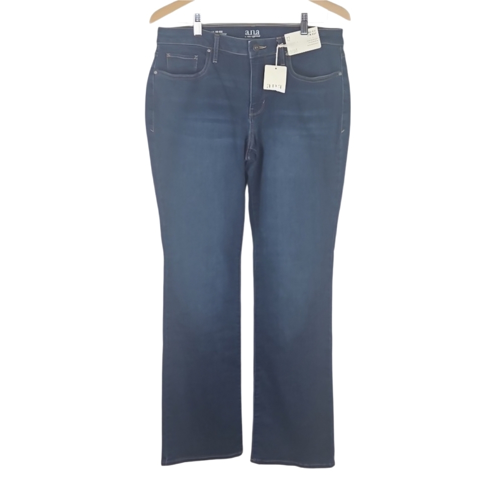 Mid-Rise Slim Bootcut Blue Jeans Medium-Dark Wash, Size 12